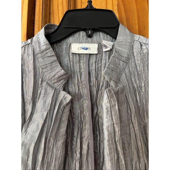 Chico’s Silver Crinkle Jacket - Picture 2 of 6